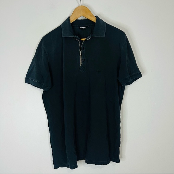 Diesel Black Zippered Classic Polo XL - Picture 1 of 5